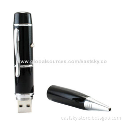 Laser Point Pen-shaped USB Drive, 64MB to 32GB Flash Memory, Warranty Free for 2 Years